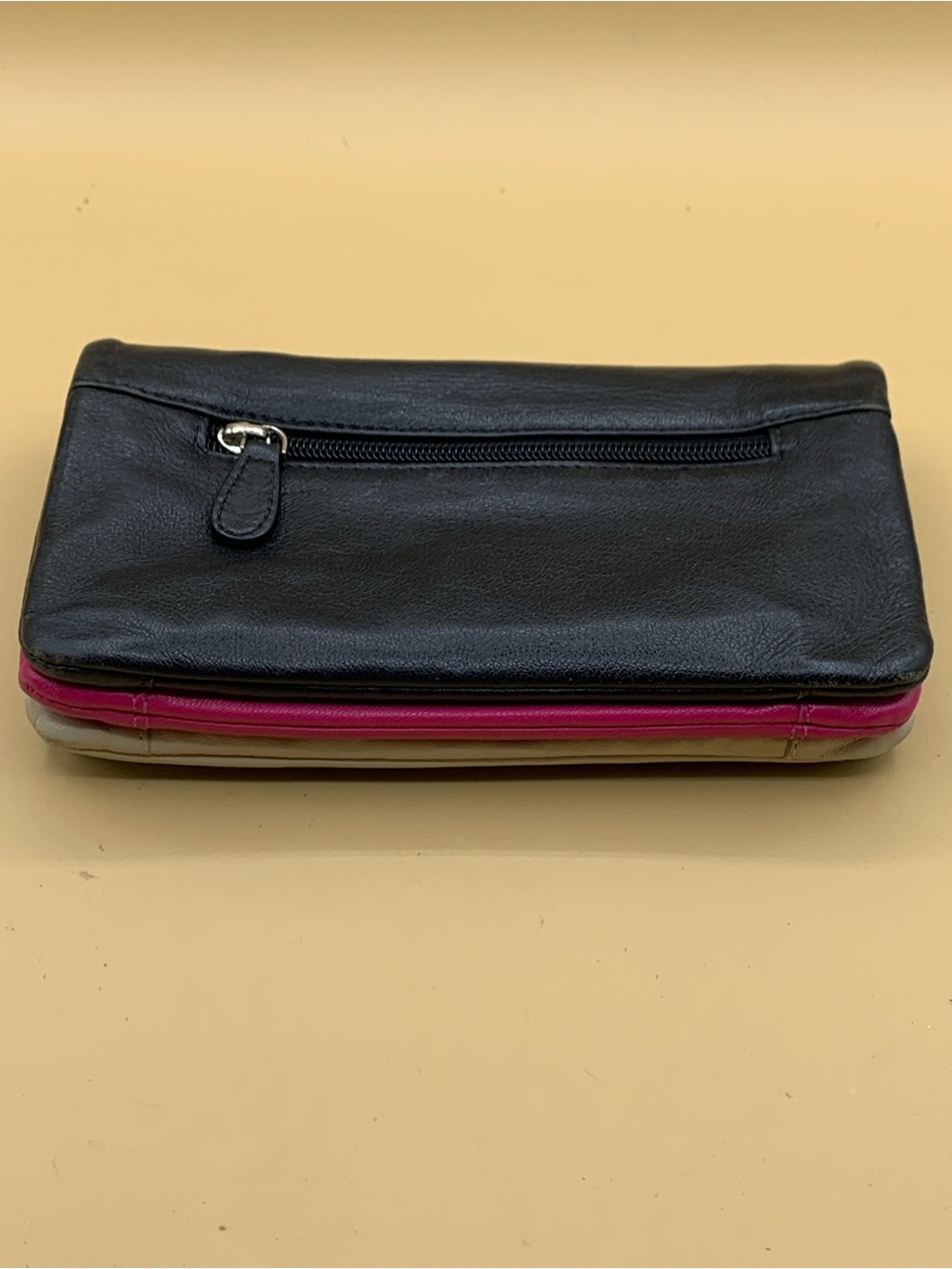 Danier Black Wallet with Pink and Tan Accents